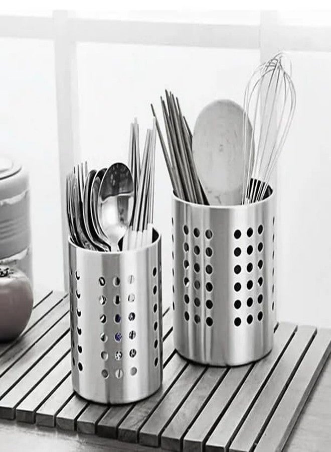 FINALITY Stainless Steel Cutlery Holder for Kitchen |Spoon Stand for Dining Table, Silver Color (12CM) - Image 1
